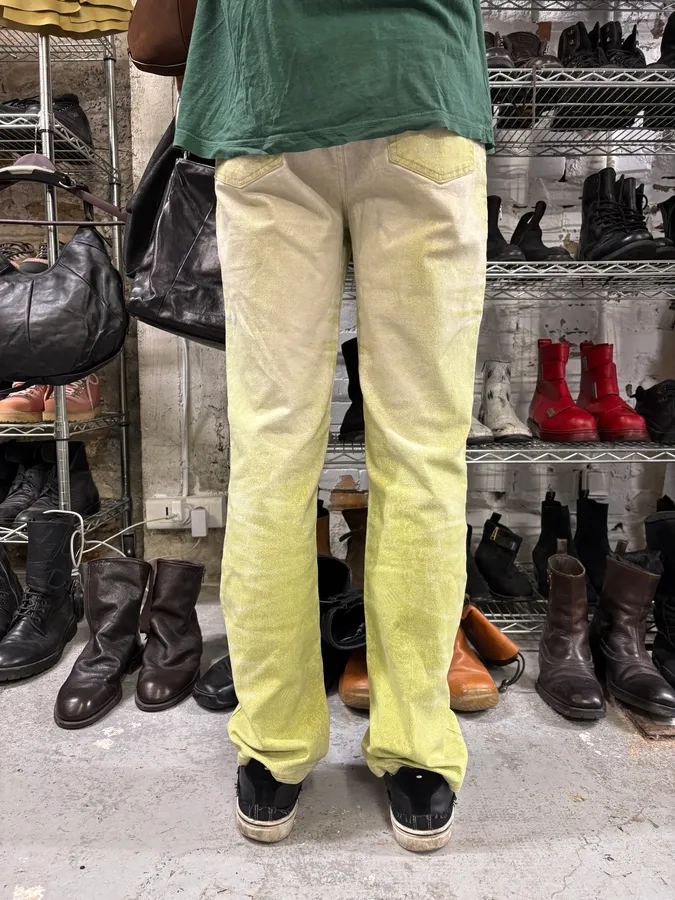 SS2004 Cavalli Green Vitality Faded White Pants - Image 4
