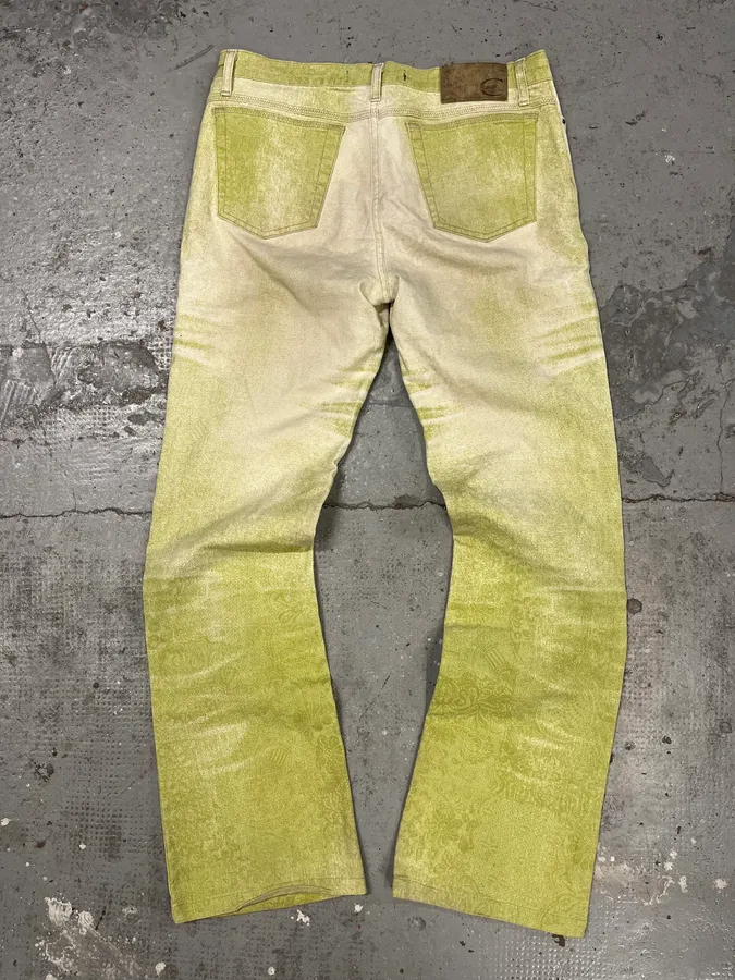 SS2004 Cavalli Green Vitality Faded White Pants - Image 7