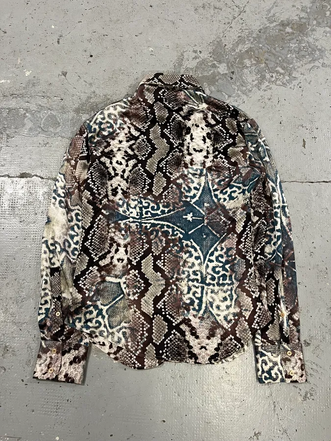 SS2004 Cavalli Mozaic Snakeskin Effect Brown & Blue Shirt - Image 9