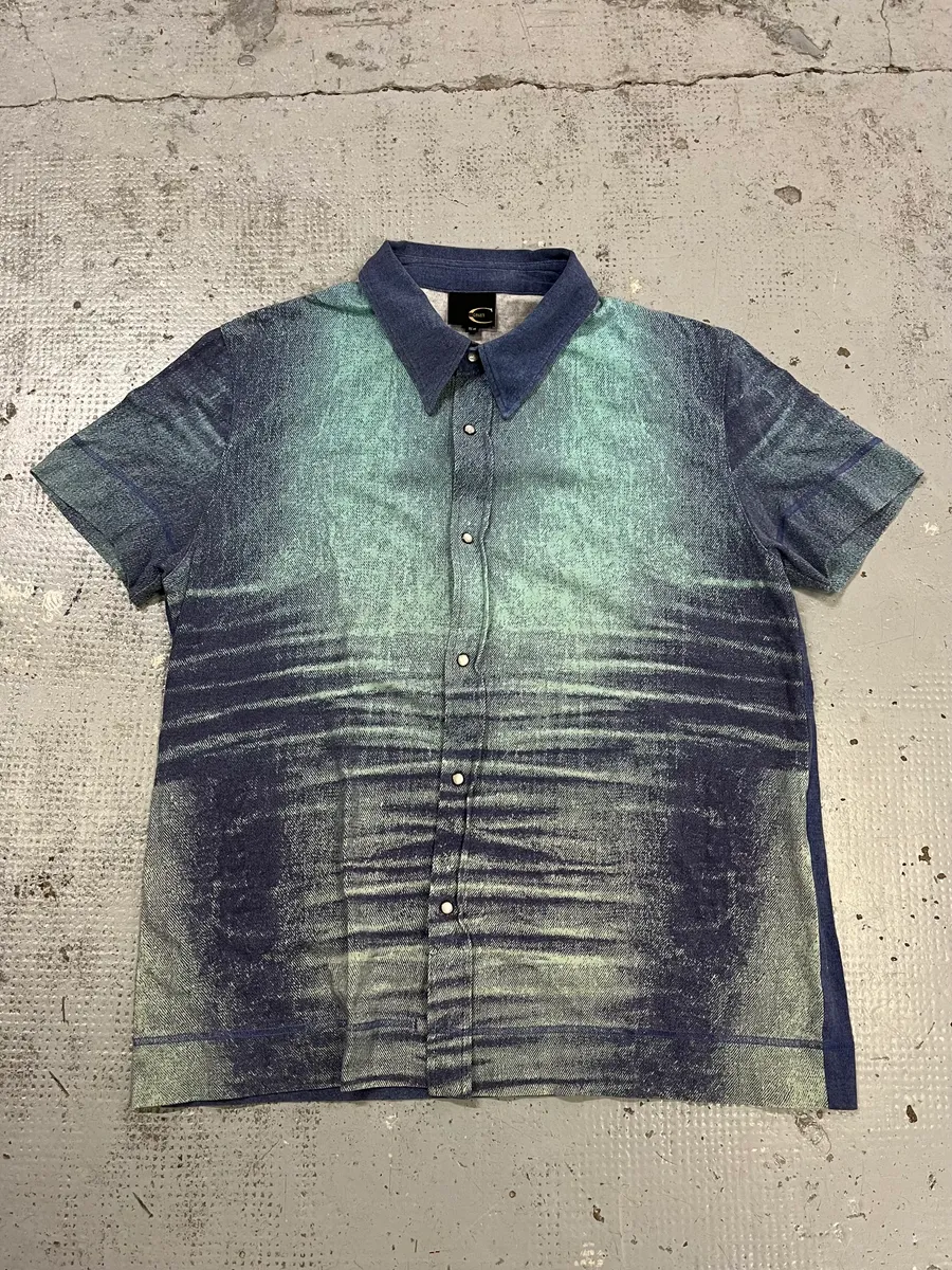SS2004 Cavalli Overprint Blue Shirt
