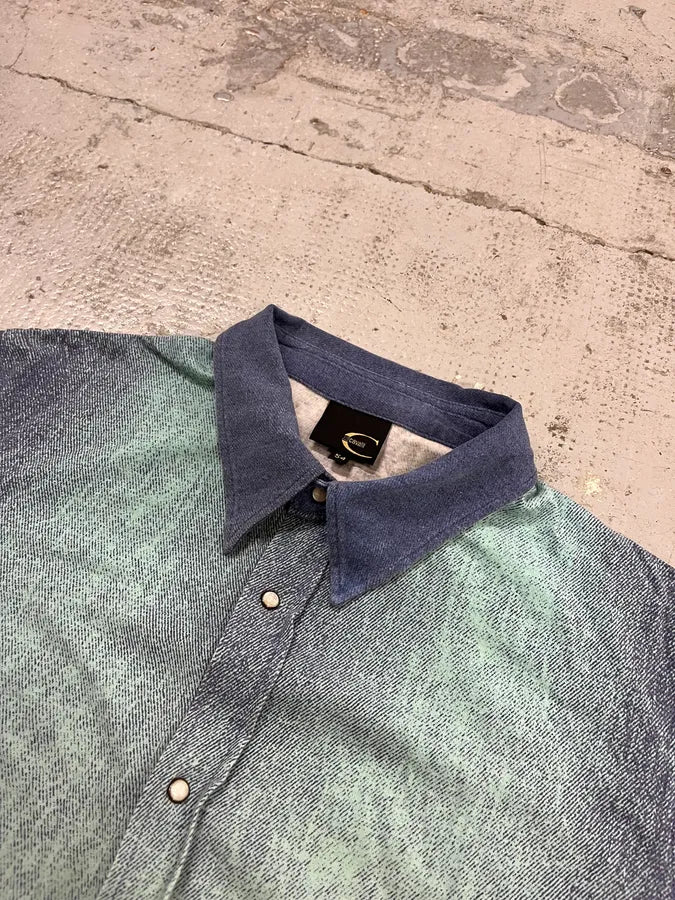 SS2004 Cavalli Overprint Blue Shirt - Image 4