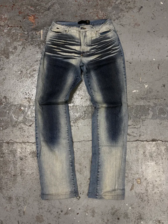 SS2004 Cavalli Overprint Navy Denim Jeans - Image 4