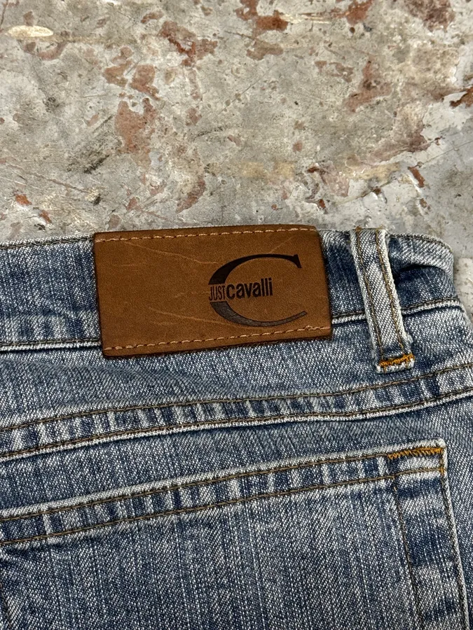 SS2004 Cavalli Overprint Navy Denim Jeans - Image 8