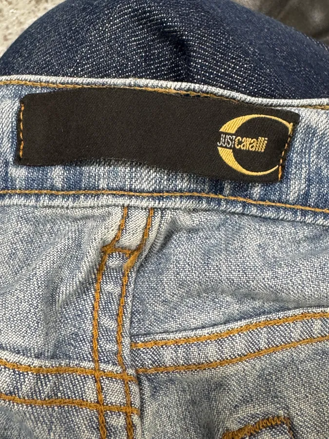 SS2004 Cavalli Overprint Navy Denim Jeans - Image 9