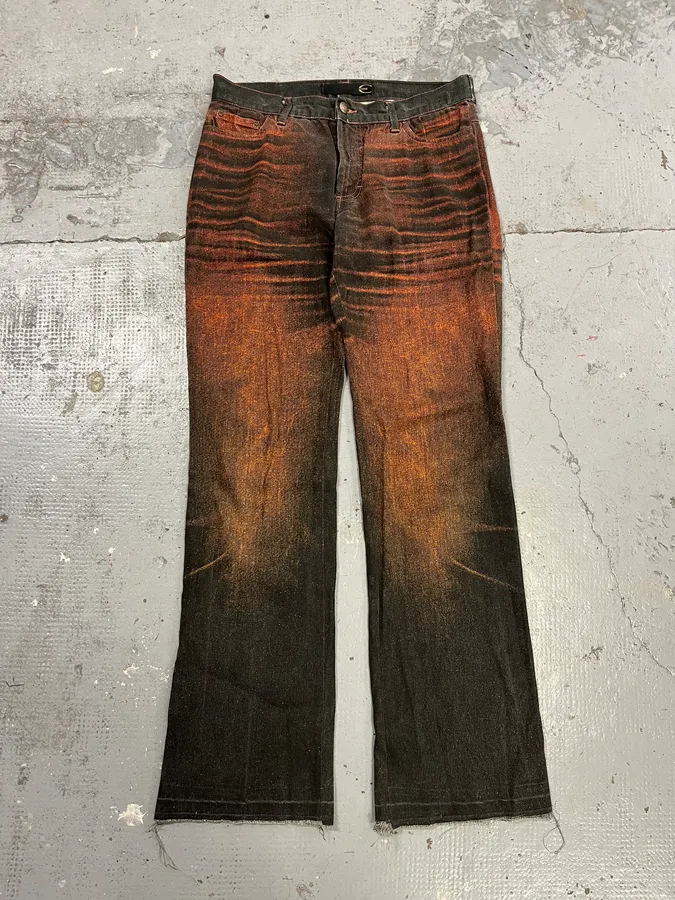 SS2004 Cavalli Overprint Orange Grey Pants - Image 5