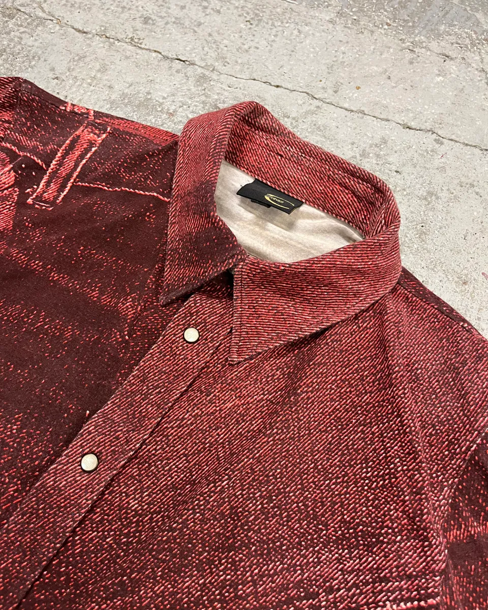 SS2004 Cavalli Red Trompe L’œil Short Sleeves Shirt - Image 5