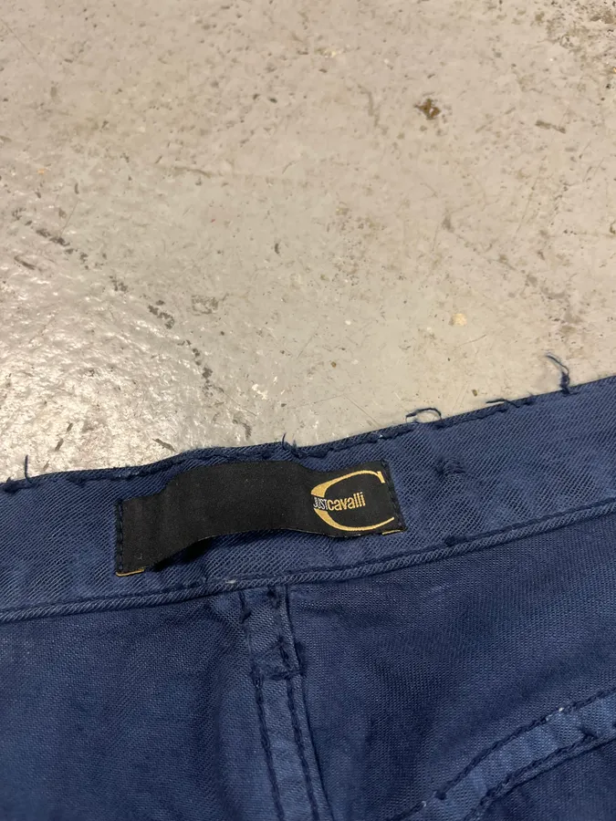 SS2004 Cavalli Scratched Distressed Navy Pants - Image 11
