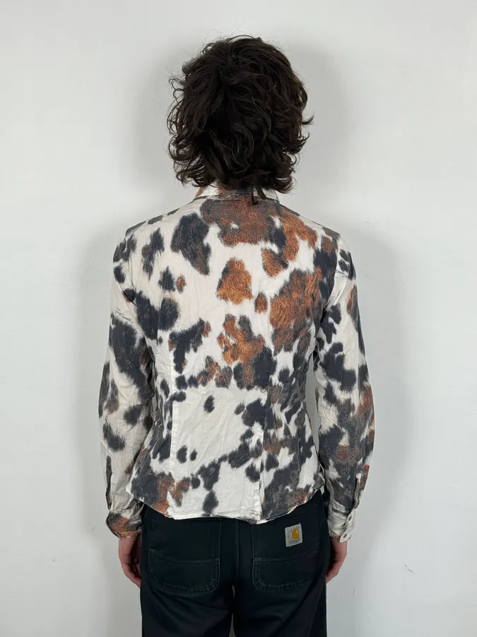 SS2004 Cavalli White & Brown Cow Print Shirt - Image 3