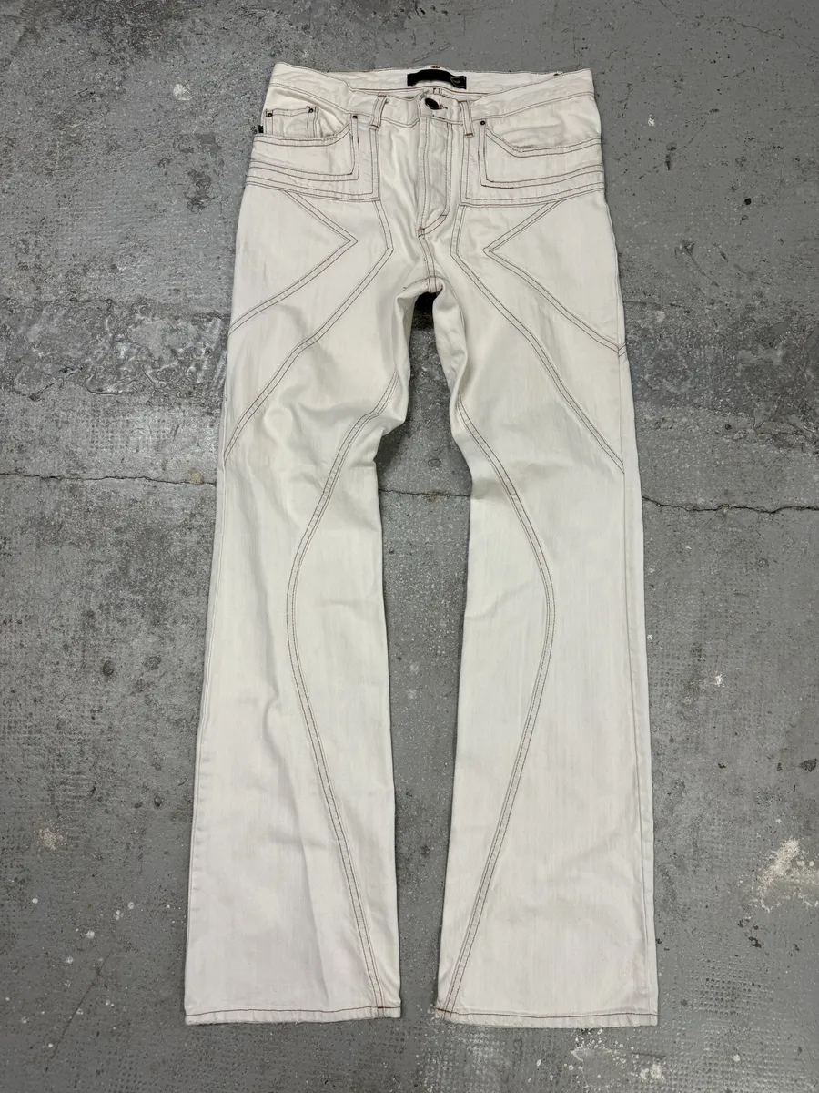 SS2004 Cavalli White Contemporary Geometrical Pants - Image 7