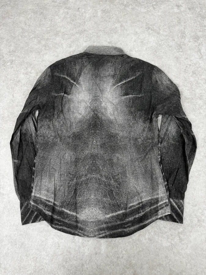 SS2004 Cavalli White & Grey Gradient Overprint Shirt - Image 4