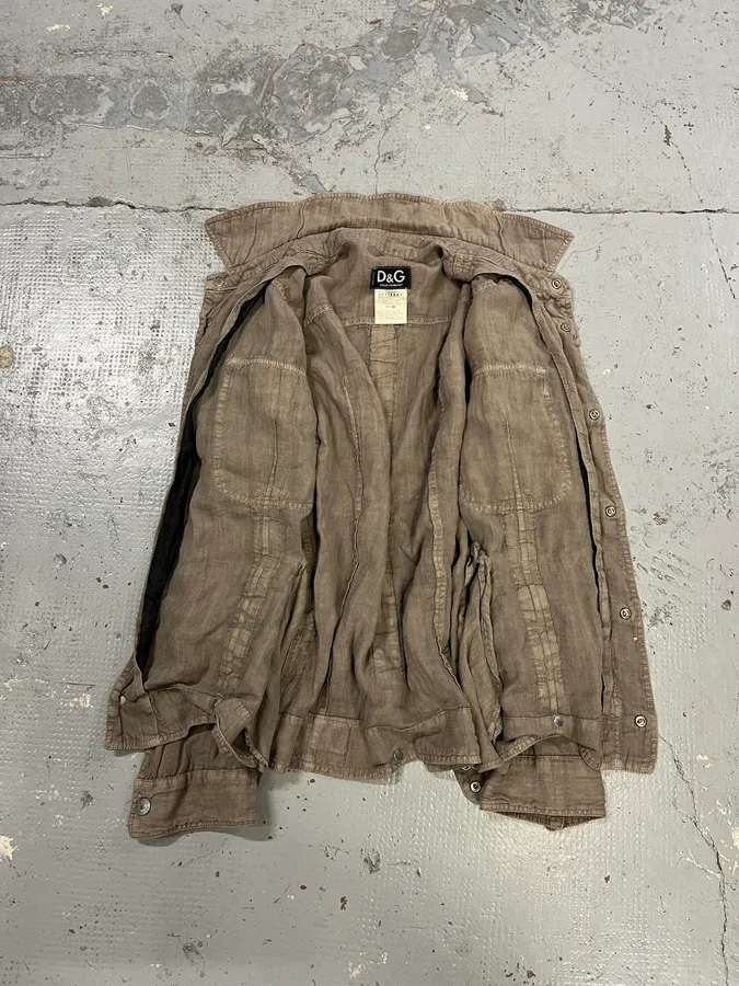 SS2004 Dolce & Gabanna Military Beige Linen Shirt - Image 10