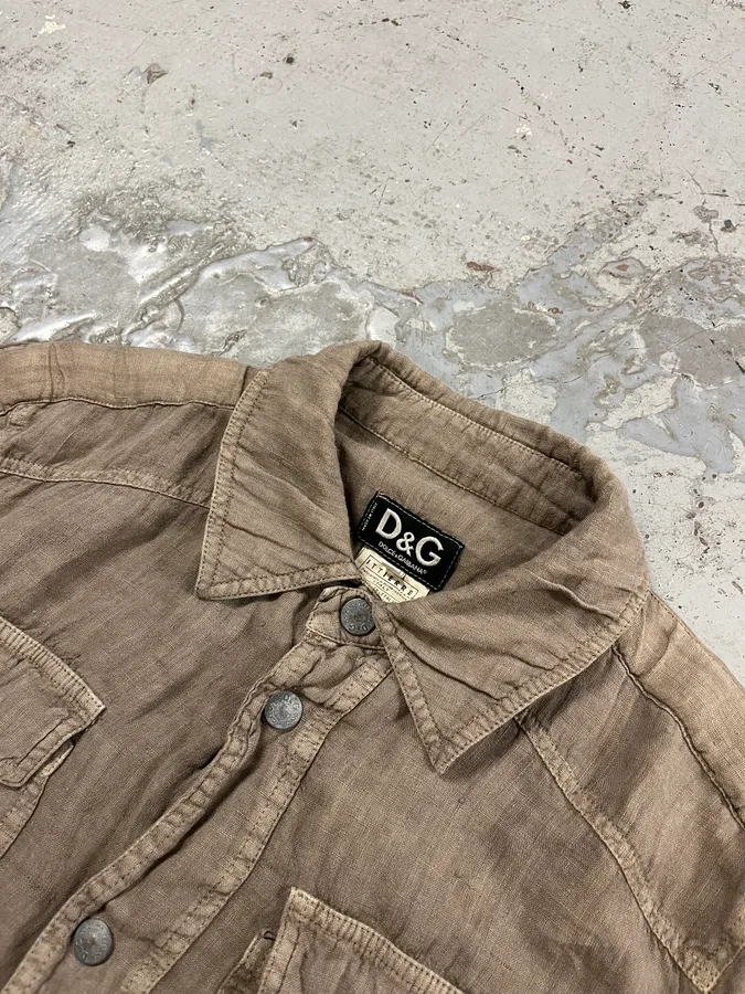 SS2004 Dolce & Gabanna Military Beige Linen Shirt - Image 5