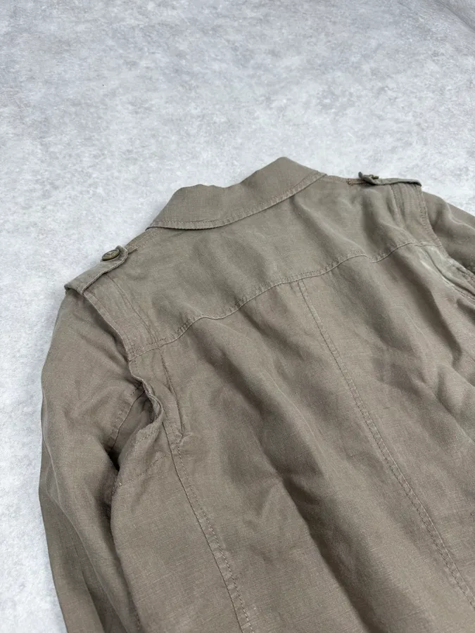 SS2004 Dolce & Gabbana Beige Linen Buttoned Jacket - Image 7