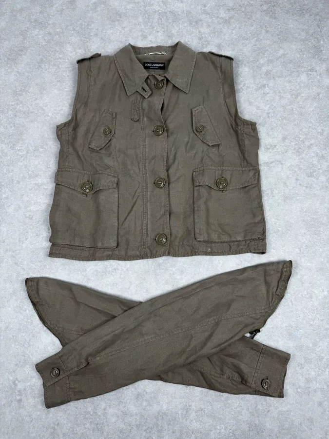 SS2004 Dolce & Gabbana Beige Linen Buttoned Jacket - Image 8