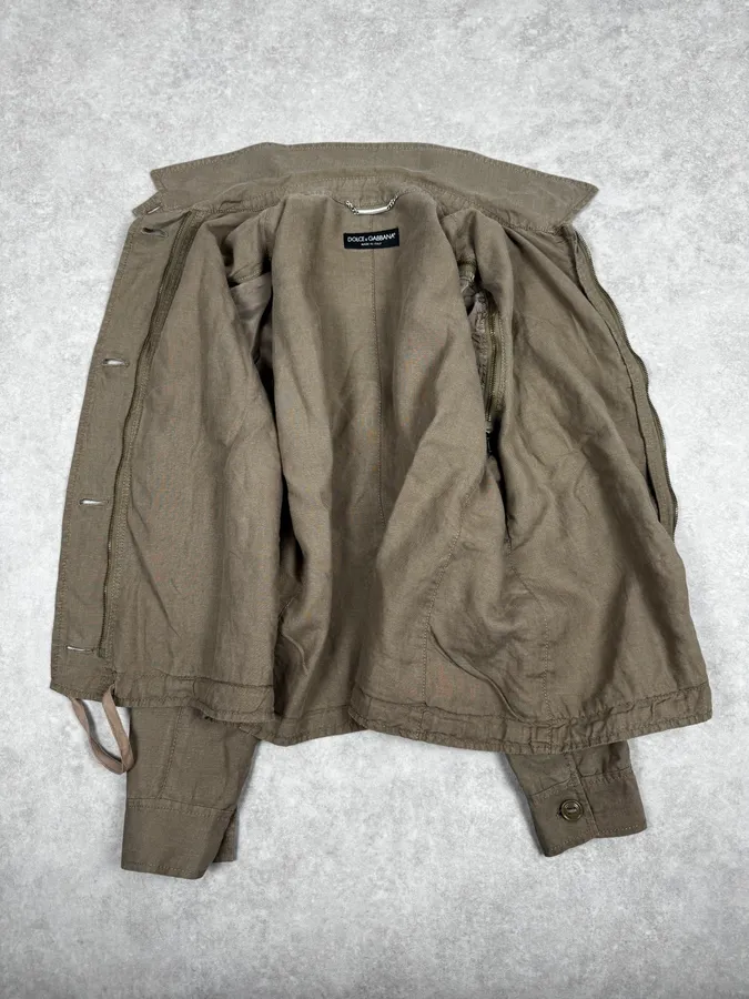SS2004 Dolce & Gabbana Beige Linen Buttoned Jacket - Image 9