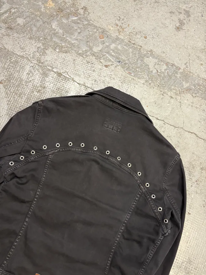 SS2004 Dolce & Gabbana Black Eyelet Perfecto Jacket - Image 6