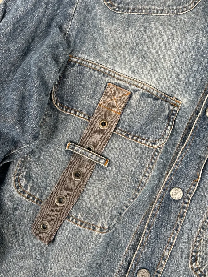 SS2004 Dolce & Gabbana Blue Bondage Cargo Denim Shirt - Image 9