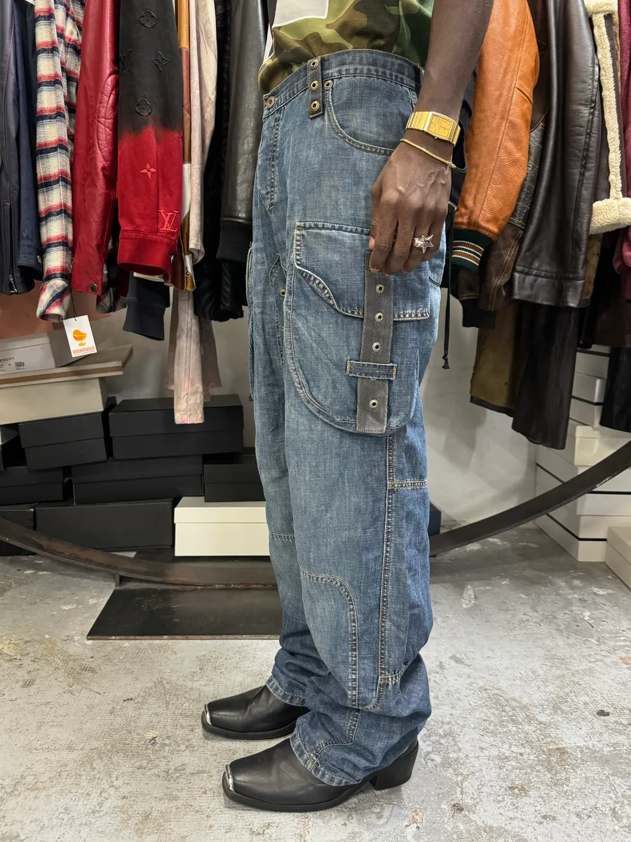 SS2004 Dolce & Gabbana Blue Parachute Cargo Denim Jeans - Image 4
