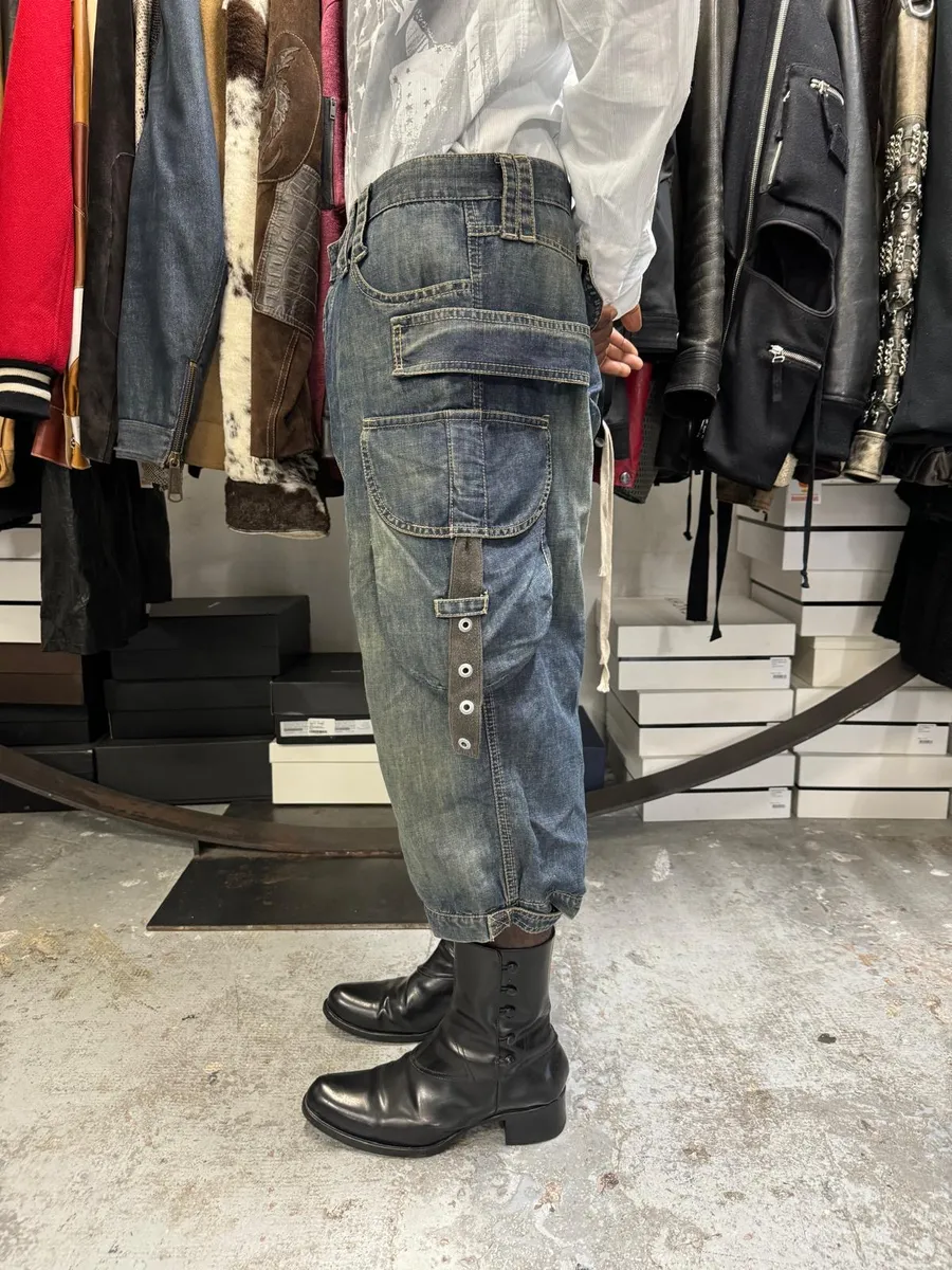 SS2004 Dolce & Gabbana Cargo Parachute Denim Shorts - Image 2