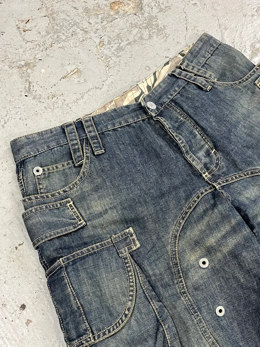 SS2004 Dolce & Gabbana Cargo Parachute Denim Shorts - Image 6