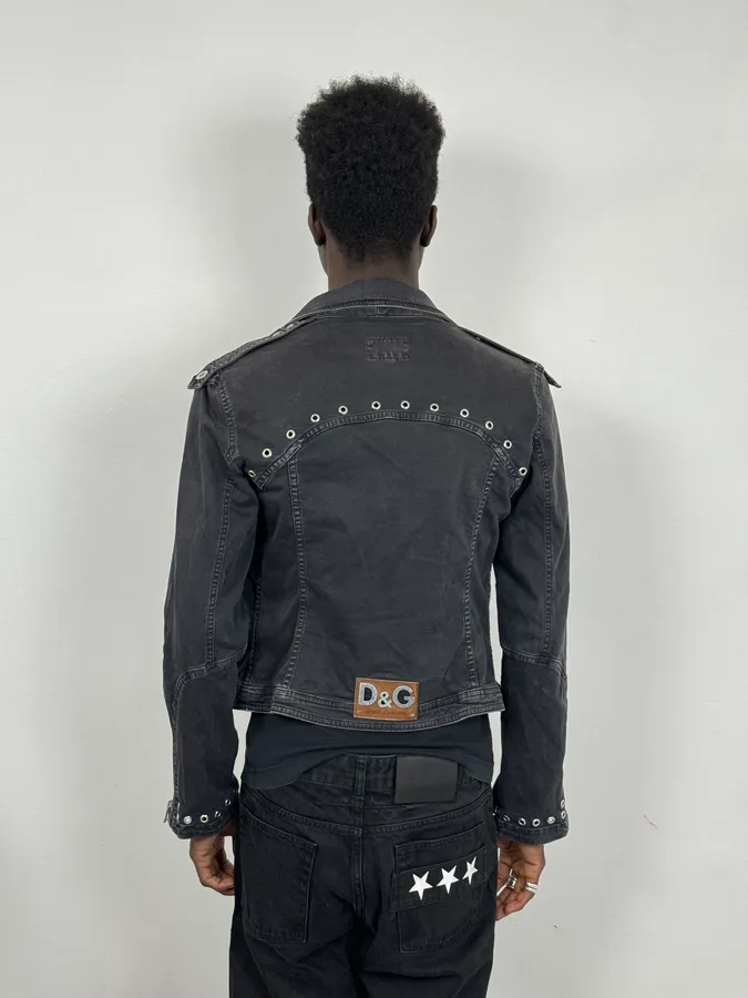 SS2004 Dolce & Gabbana Eylet Bondage Military Black Jacket - Image 3