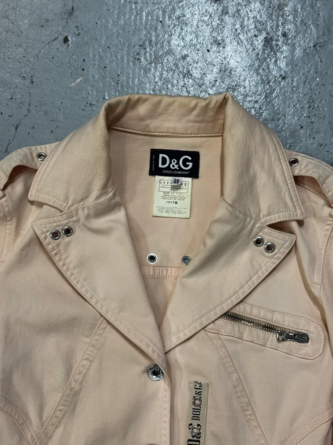 SS2004 Dolce & Gabbana Faded Pink Perfecto Light Jacket - Image 8