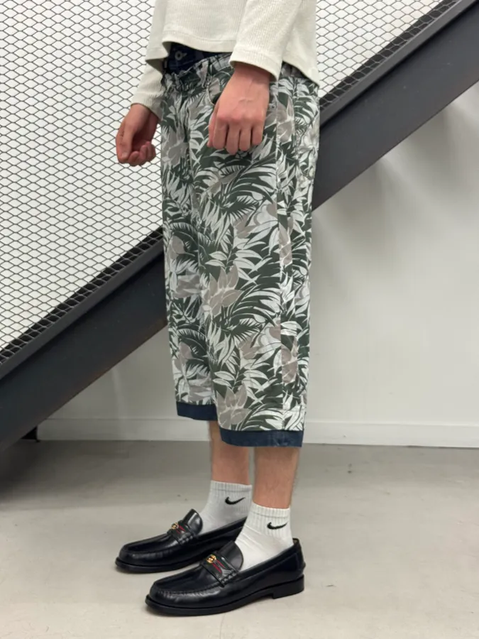 SS2004 Dolce & Gabbana Jungle Floral Hybrid Denim Shorts - Image 3