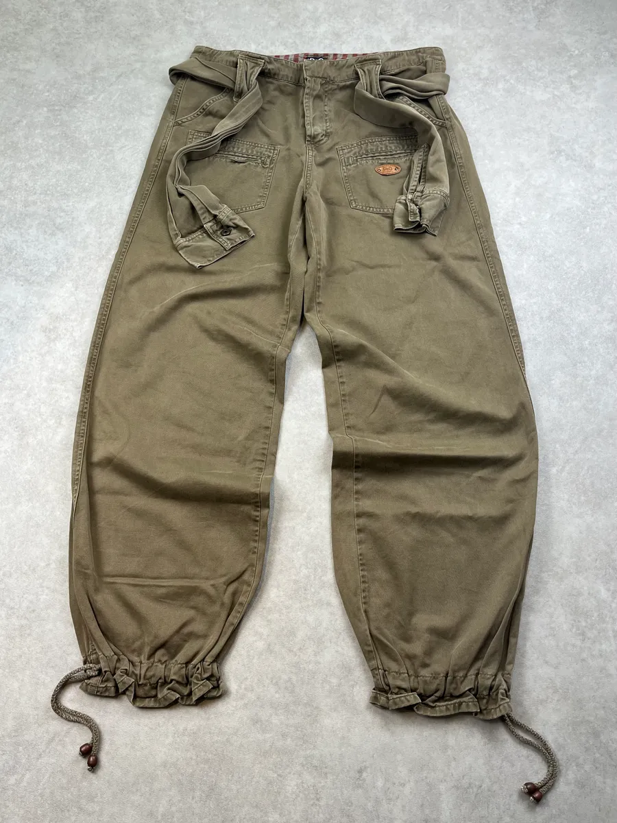 SS2004 Dolce & Gabbana Khaki Sleeve Belted Pants