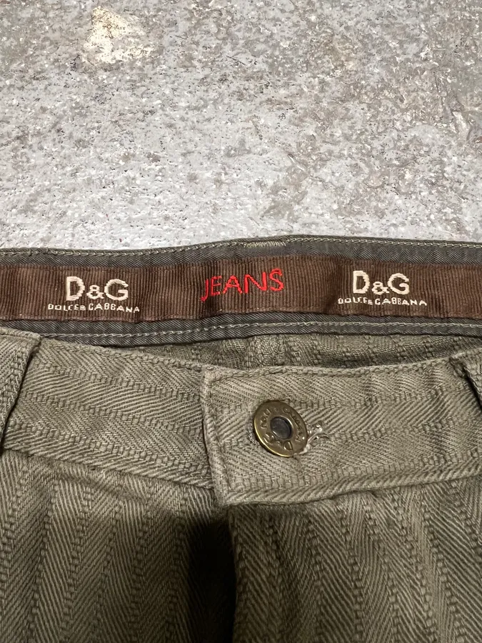 SS2004 Dolce & Gabbana Multi Zip Detachable Olive Utility Cargo Pants - Image 3