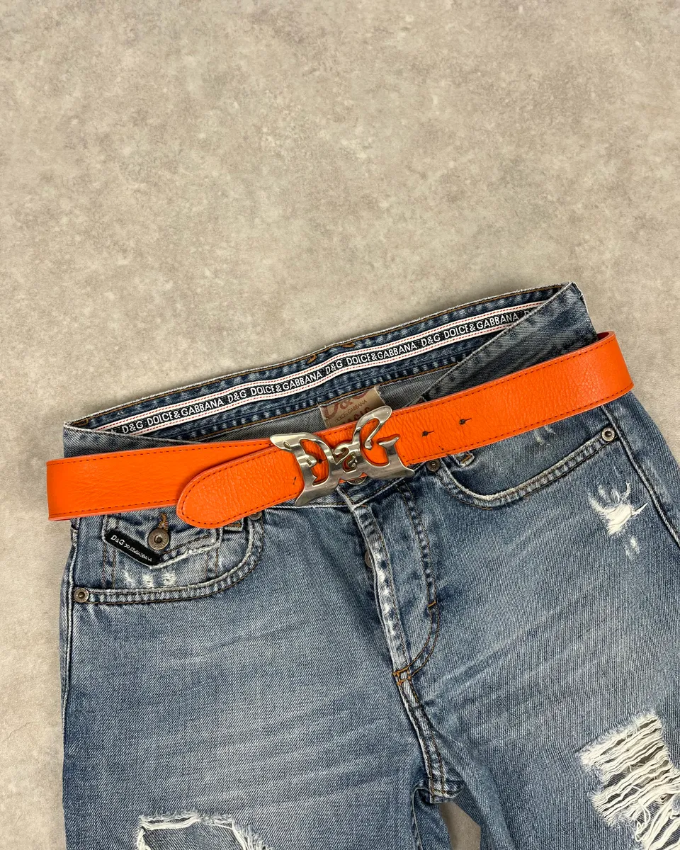 SS2004 Dolce & Gabbana Orange Minimalist Leather Belt