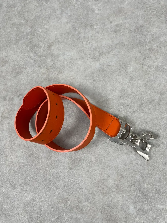 SS2004 Dolce & Gabbana Orange Minimalist Leather Belt - Image 3