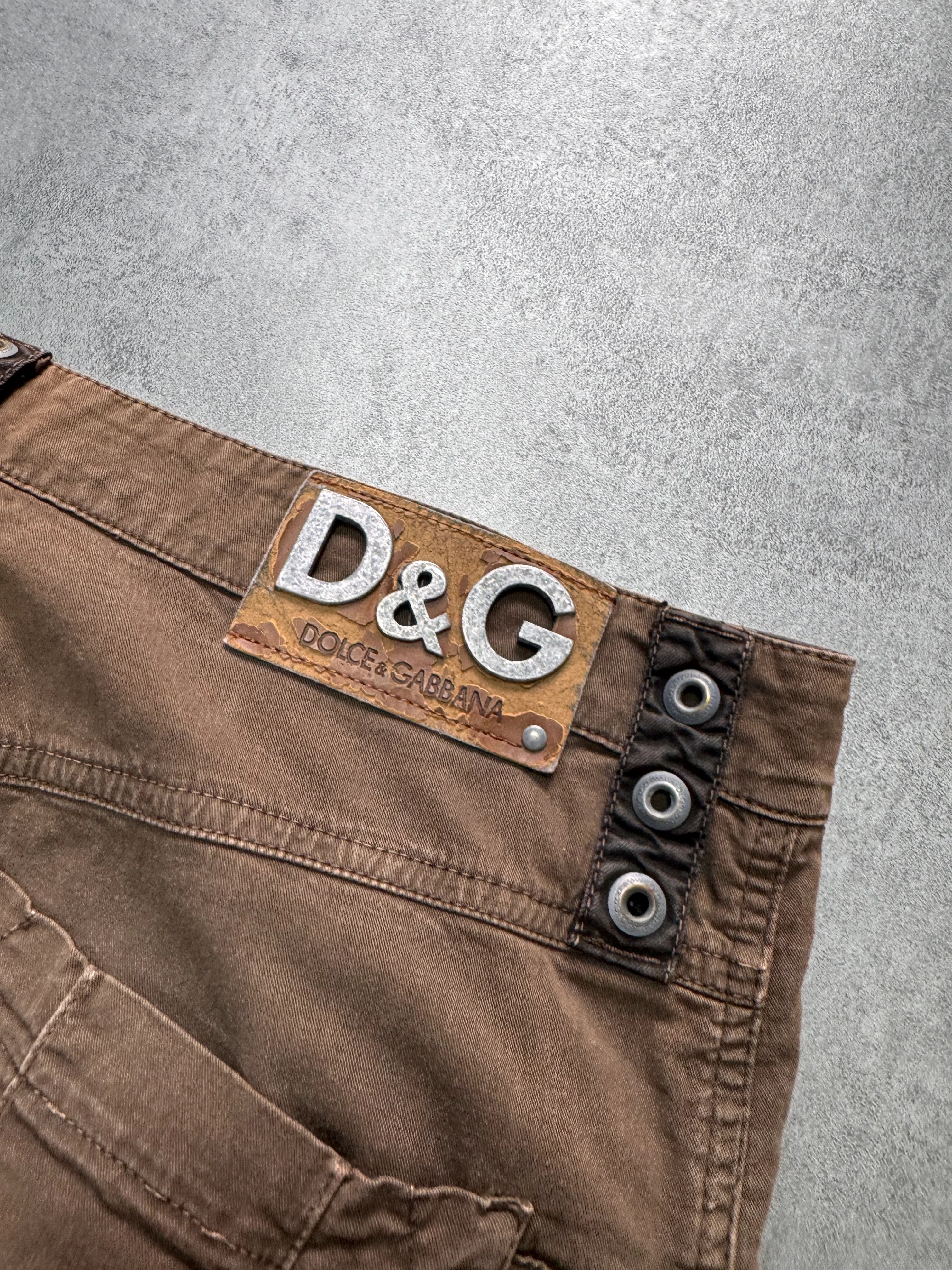 SS2004 Dolce & Gabbana Parachute Cargo Brown Pants - Image 4