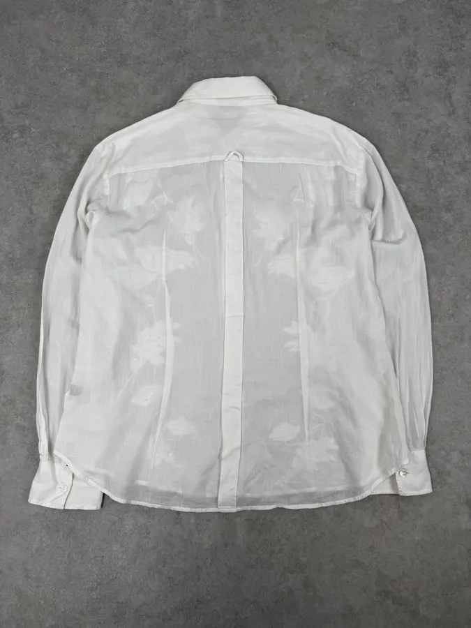 SS2004 Dolce & Gabbana White Embroidered Flowers Linen Shirt - Image 4