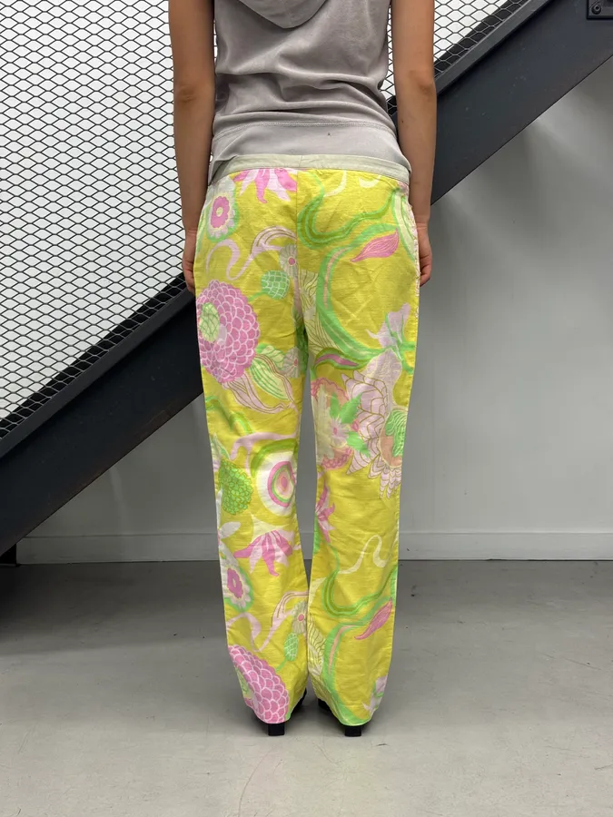 SS2004 Dolce & Gabbana Yellow Fantasy Floral Pants - Image 3