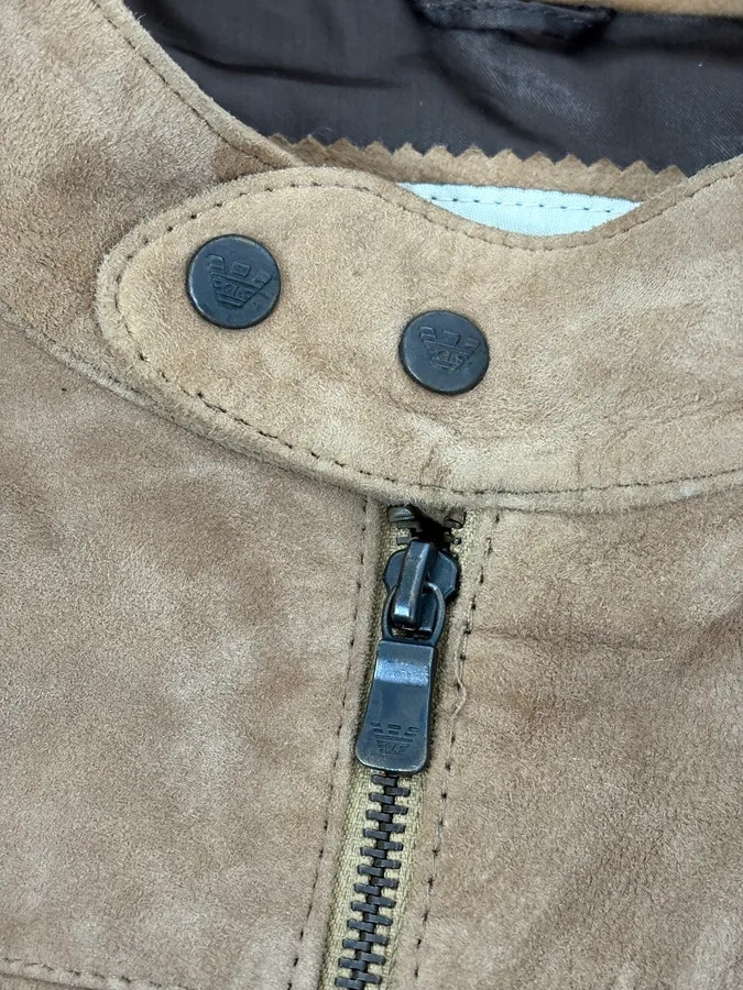 SS2004 Emporio Armani Beige Suede Leather Jacket - Image 10