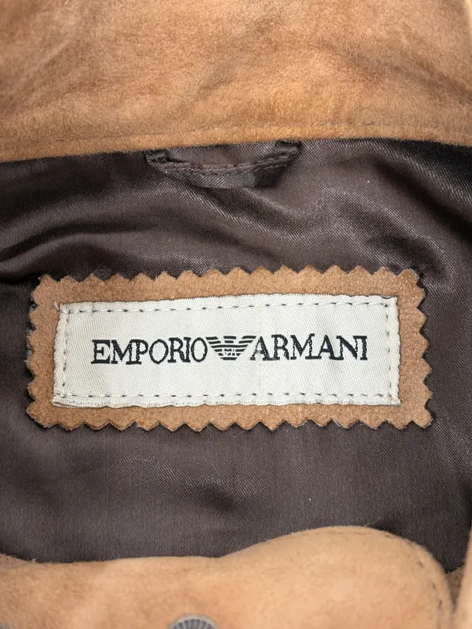 SS2004 Emporio Armani Beige Suede Leather Jacket - Image 13