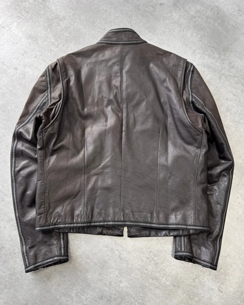 SS2004 Emporio Armani Symmetry Leather Jacket - Image 3