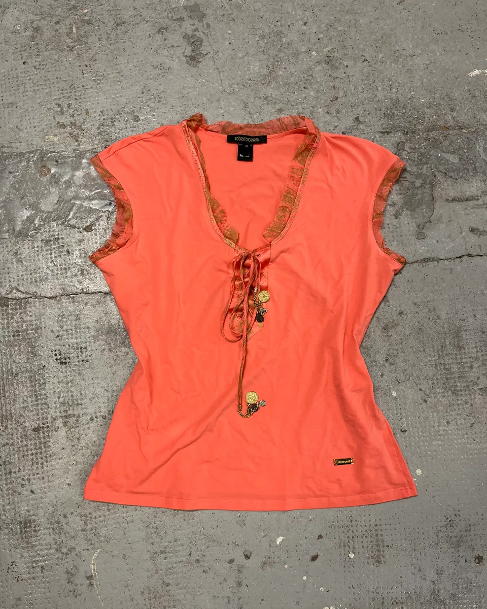 SS2004 Roberto Cavalli Pink Ornament Sleeveless Top - Image 3