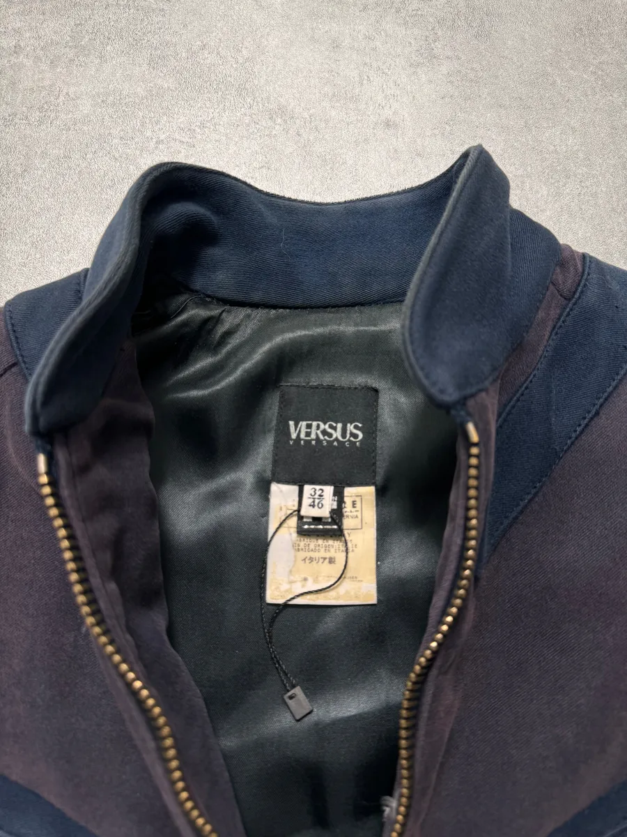 SS2004 Versace Pro Navy & Purple Biker Jacket - Image 6
