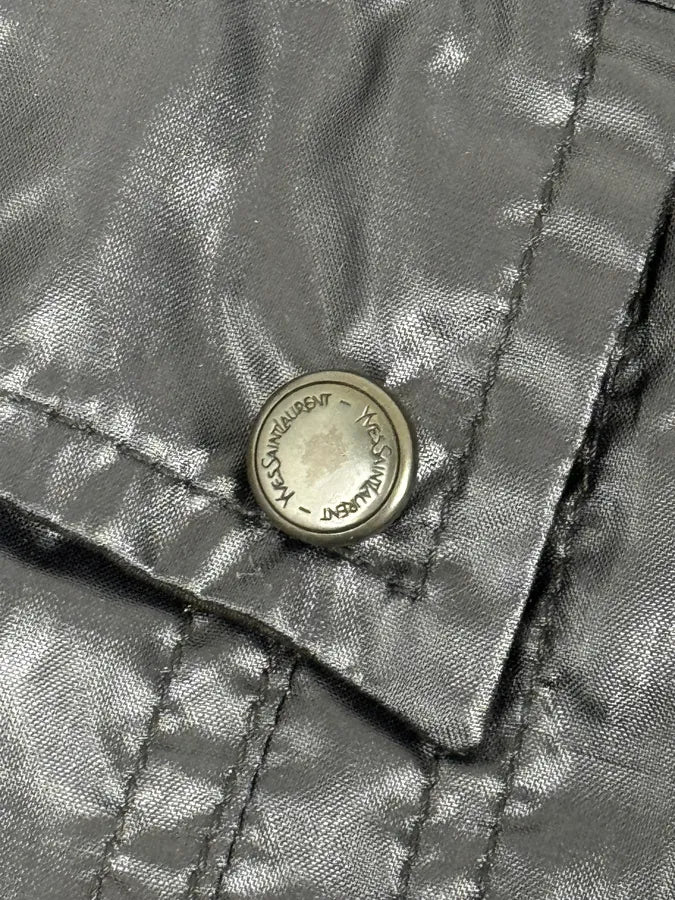 SS2004 Yves Saint Laurent Navy Shiny Cargo Jacket - Image 11