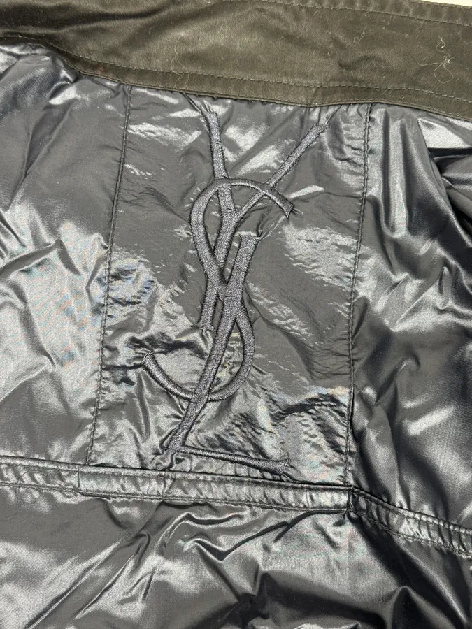 SS2004 Yves Saint Laurent Navy Shiny Cargo Jacket - Image 12