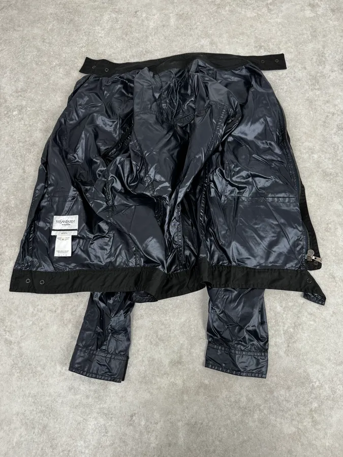 SS2004 Yves Saint Laurent Navy Shiny Cargo Jacket - Image 8