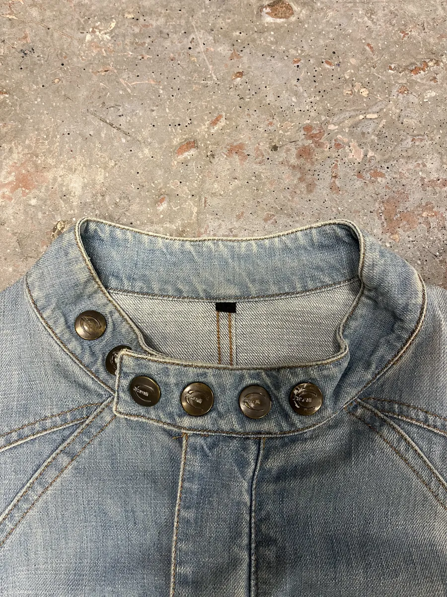 SS2005 Cavalli Biker Light Blue Denim Jacket - Image 10