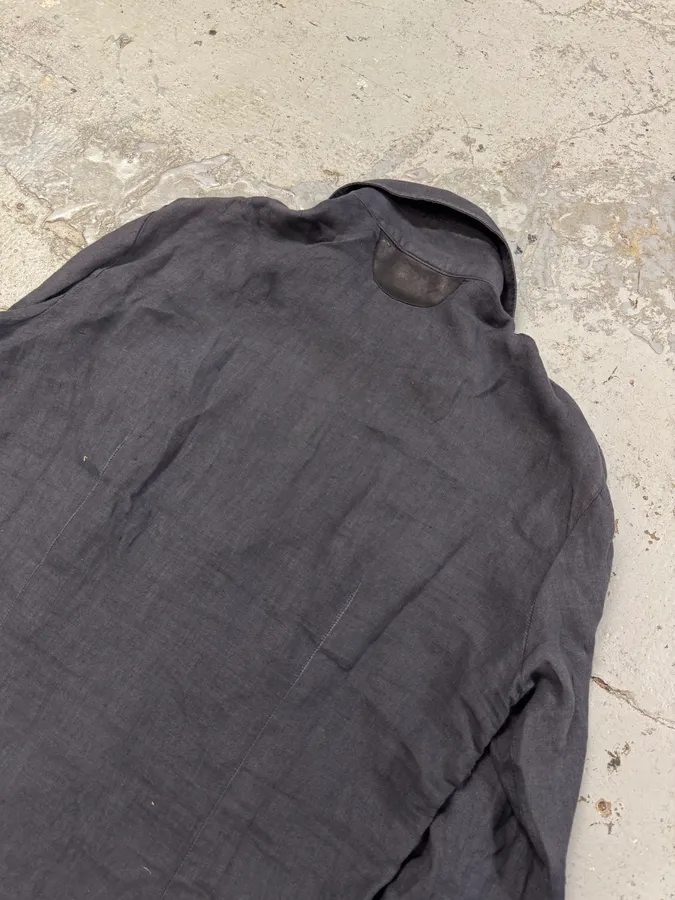 SS2005 Cavalli Black Linen Leather Shirt - Image 7