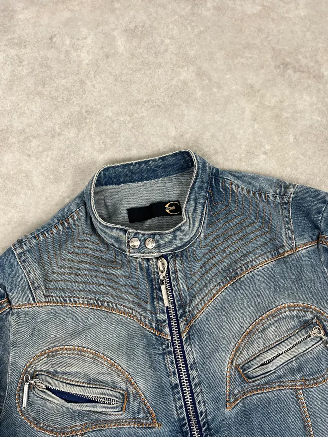 SS2005 Cavalli Blue Contemporary Multi-Pocket Denim Jacket - Image 5
