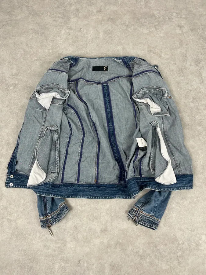 SS2005 Cavalli Blue Contemporary Multi-Pocket Denim Jacket - Image 8