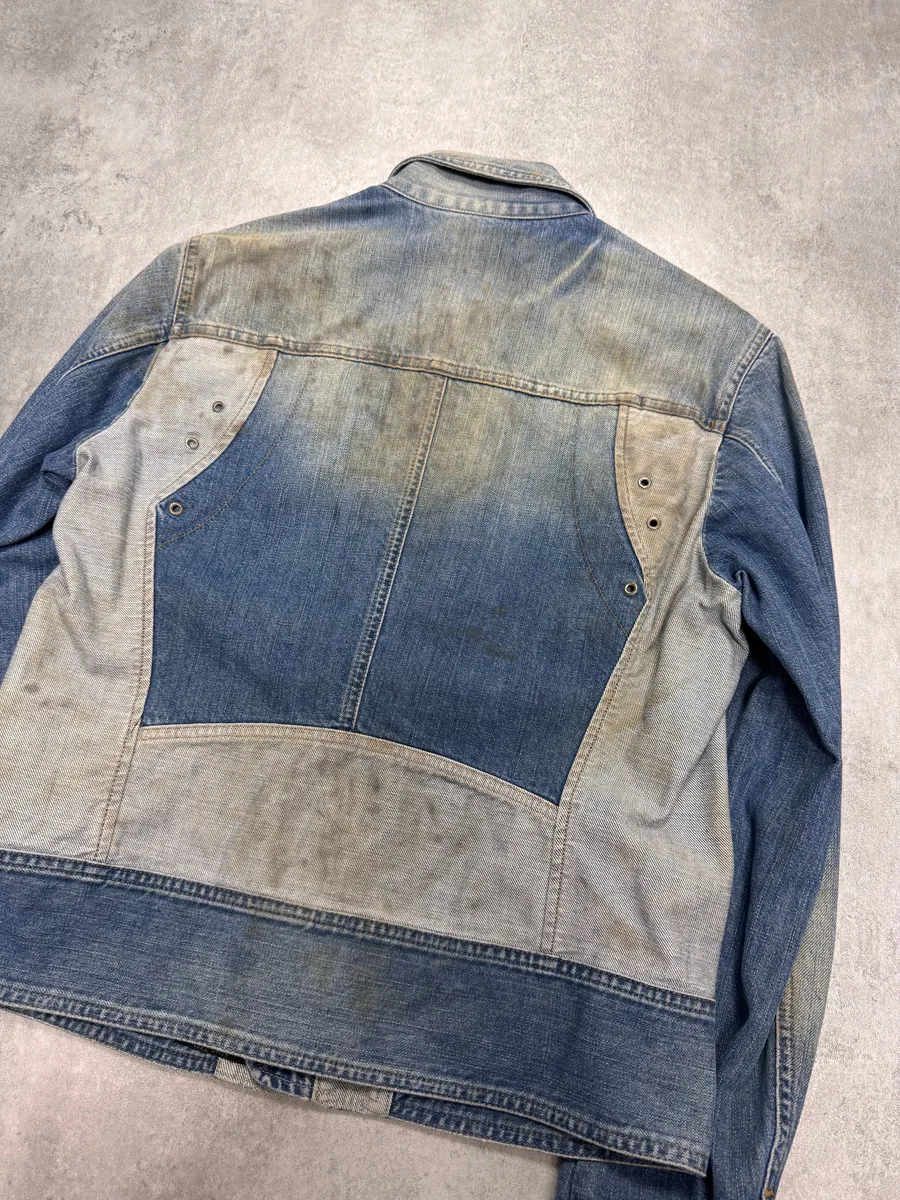 SS2005 Cavalli Blue Dirty Effect Denim Jacket - Image 3