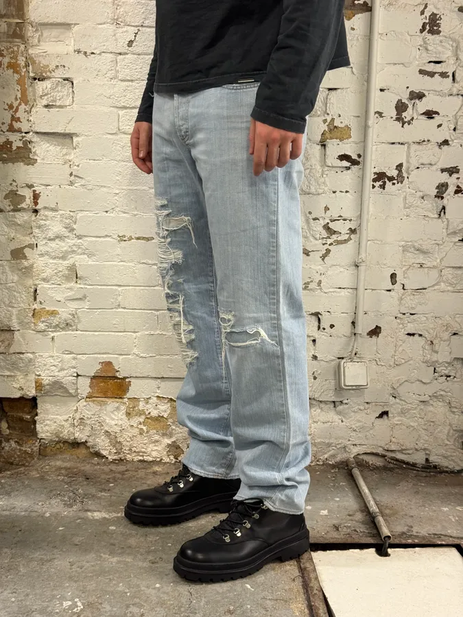 SS2005 Cavalli Blue Distressed Cozy Denim Jeans - Image 3