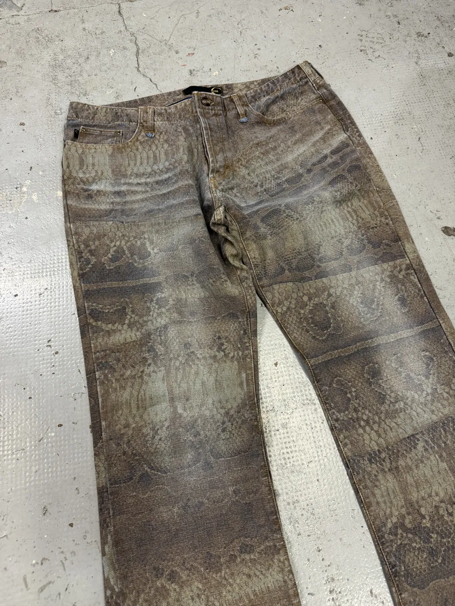 SS2005 Cavalli Python Effect Brown Marble Pants - Image 11