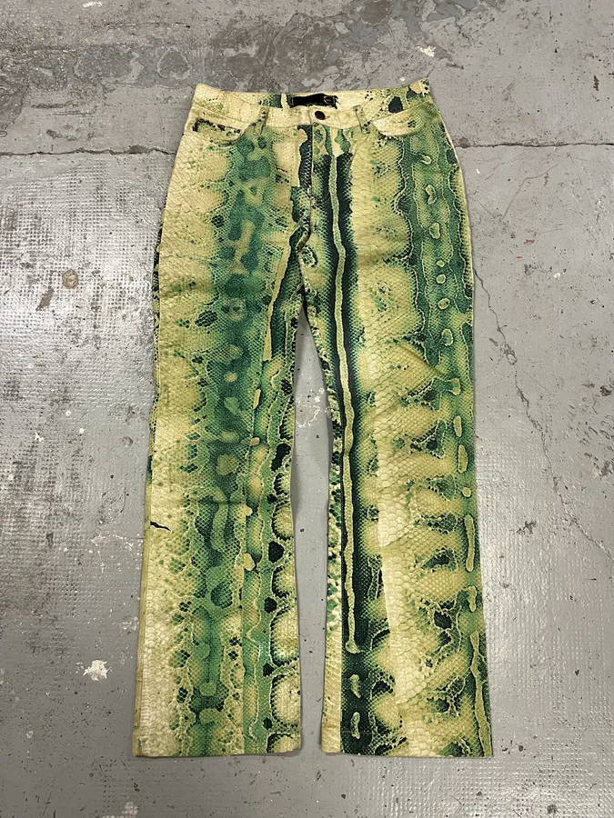 SS2005 Cavalli Python Print Green Acid Pants